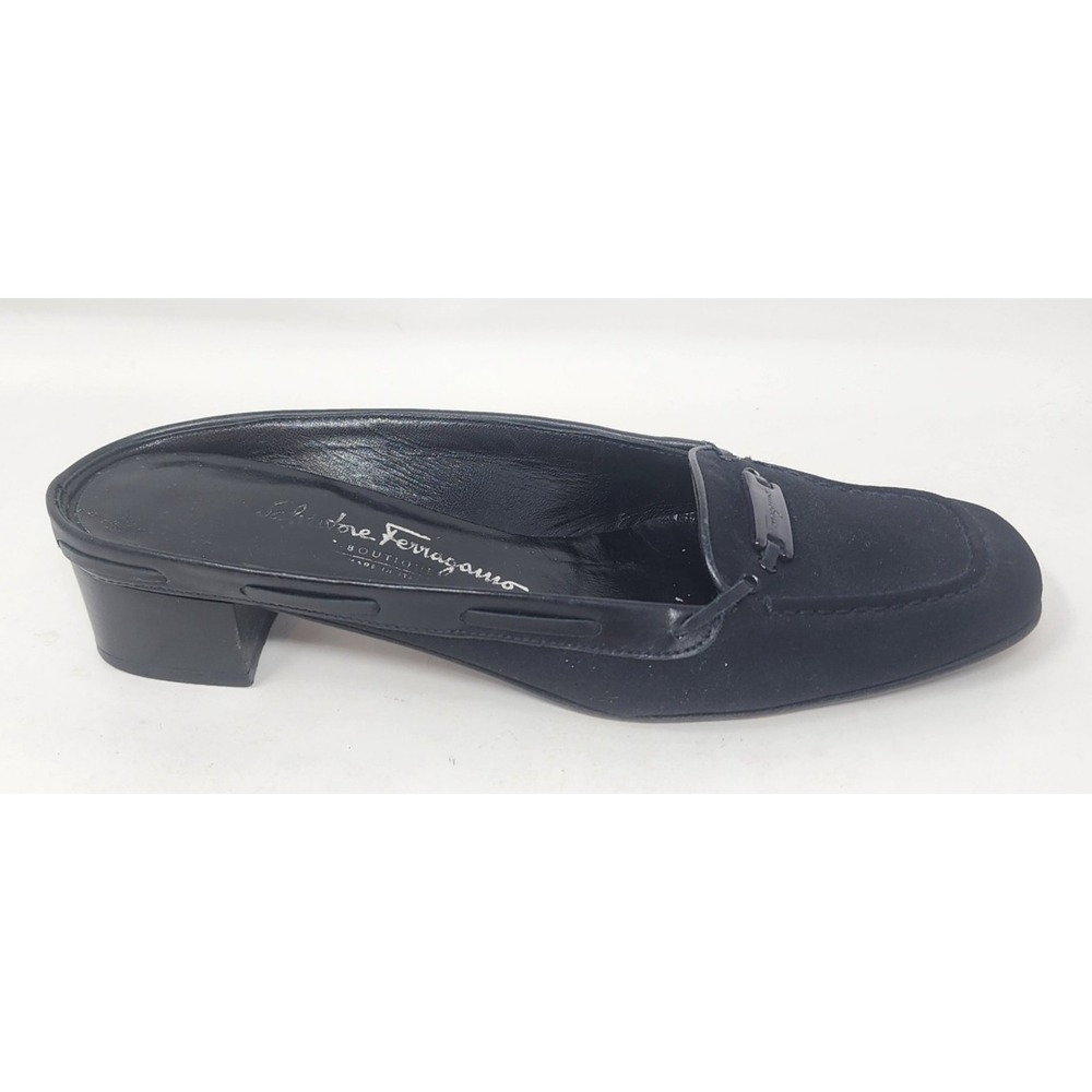 Salvatore Ferragamo Mule Slip-on Shoes Women's 7.5B Black Italy